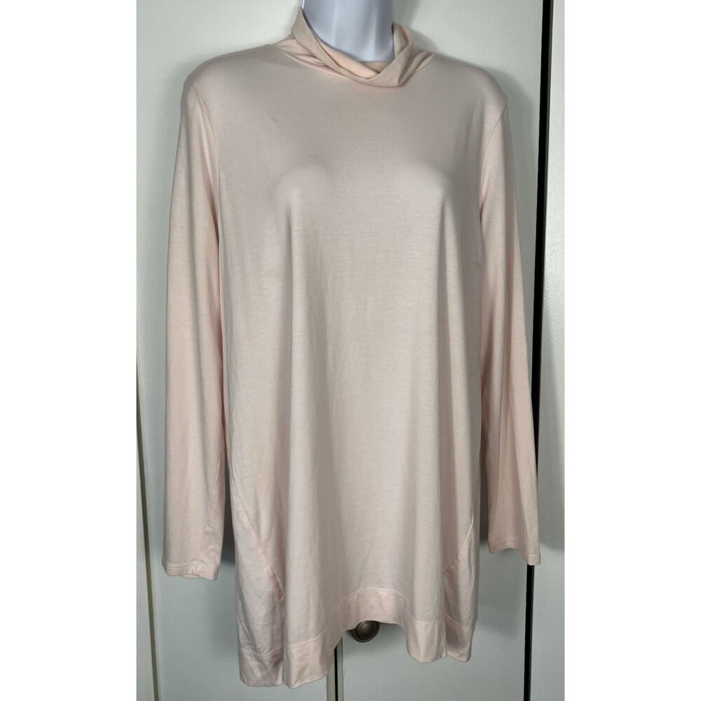 J. JILL Luxe Supima Turtleneck Tunic Size Large Pink Long Sleeve Women's